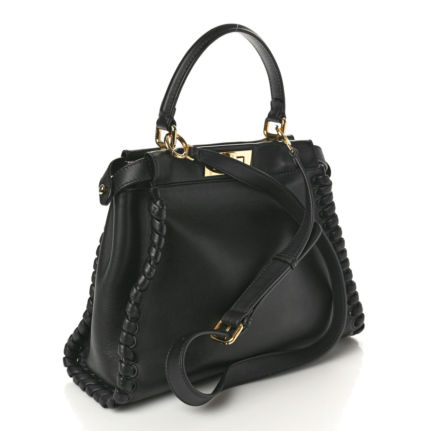 Vitello Seta Lace Up Medium Peekaboo Iconic Satchel Black