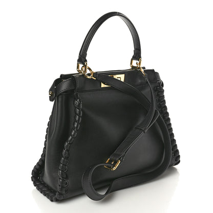 Fendi Vitello Seta Lace Up Medium Peekaboo Iconic Satchel Black 3 of 11