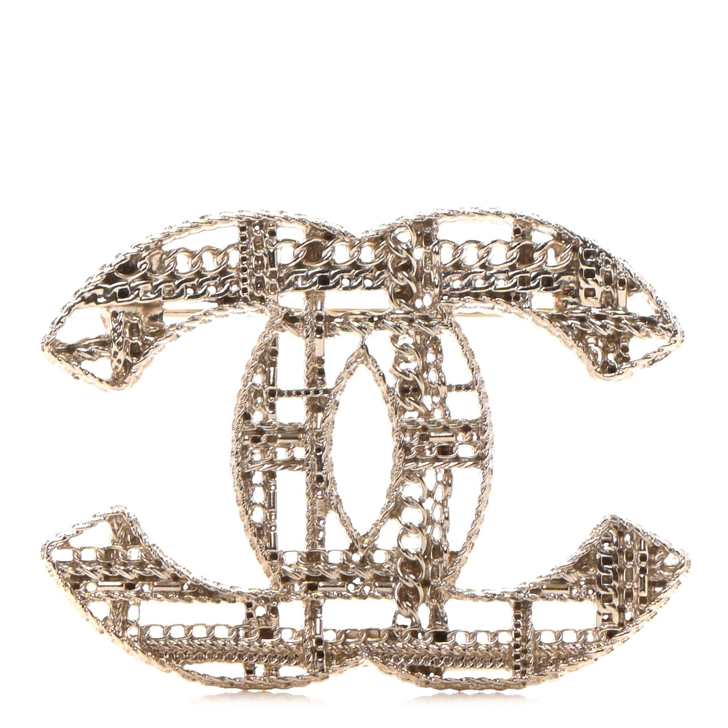 Chain CC Brooch Light Gold