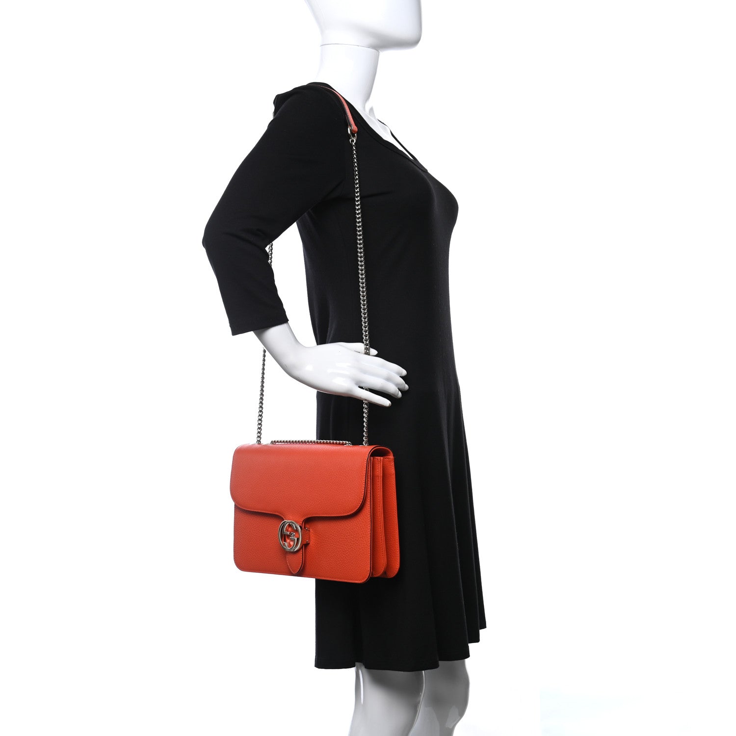 Gucci Dollar Calfskin Interlocking G Shoulder Bag Sun Orange 2 of 11