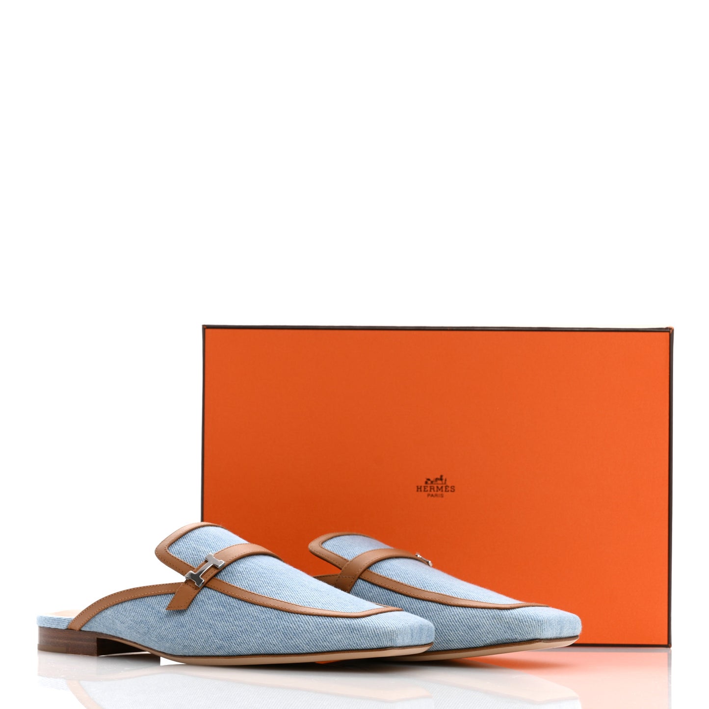 Denim Calfskin Groupie Mules 40 Bleu Clair Naturel