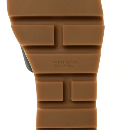 Hermes Calfskin Cork Eze 30 Sandals 37 Black 6 of 10