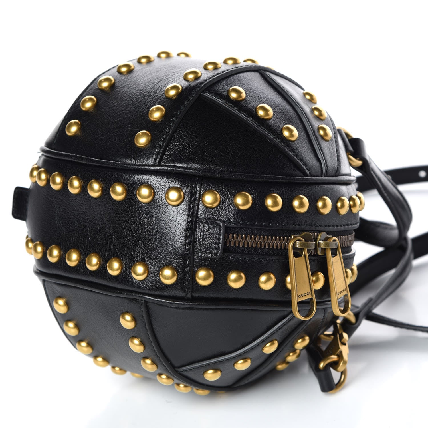 Gucci Calfskin Studded Mini Tifosa Baseball Shaped Shoulder Bag Black 7 of 10