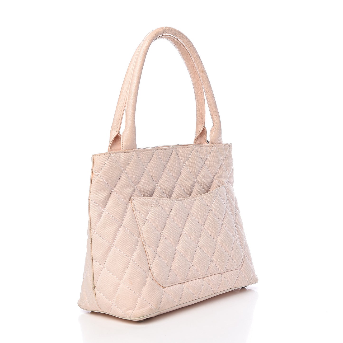 Canvas Caviar Tassel Tote Light Pink