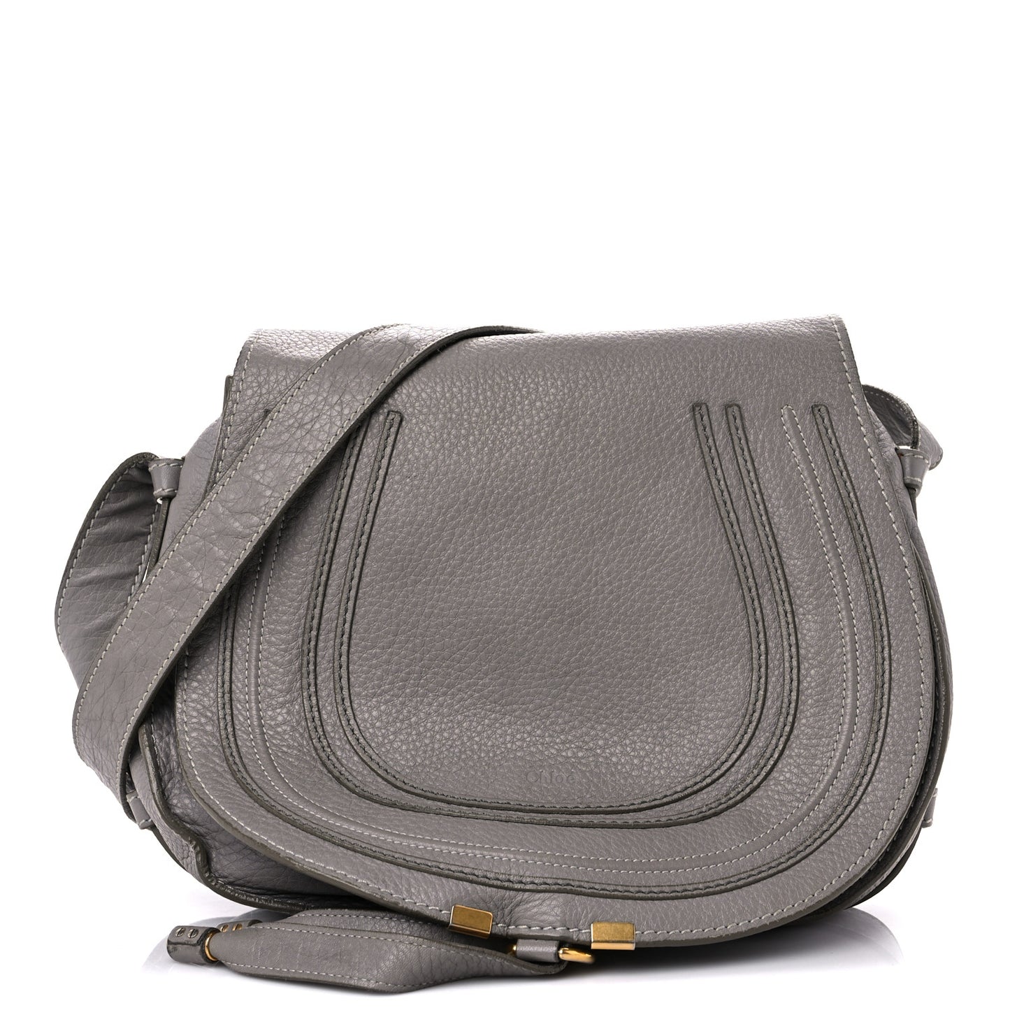 Calfskin Medium Marcie Round Crossbody Bag Cashmere Grey