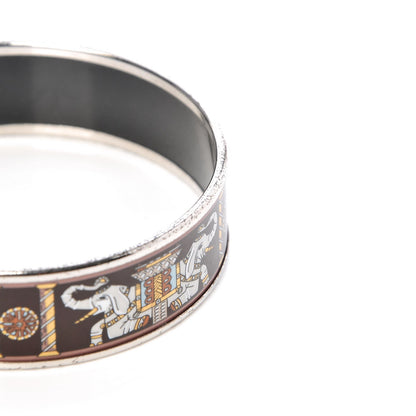 Hermes Enamel Printed Elephant Torana Wide Bracelet 65 Black 6 of 6