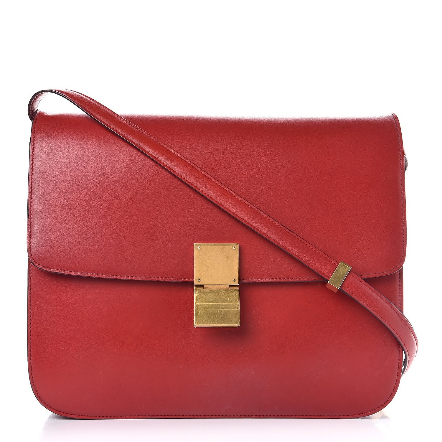 Celine Smooth Calfskin Large Classic Box Flap Bag Red 1 of 16