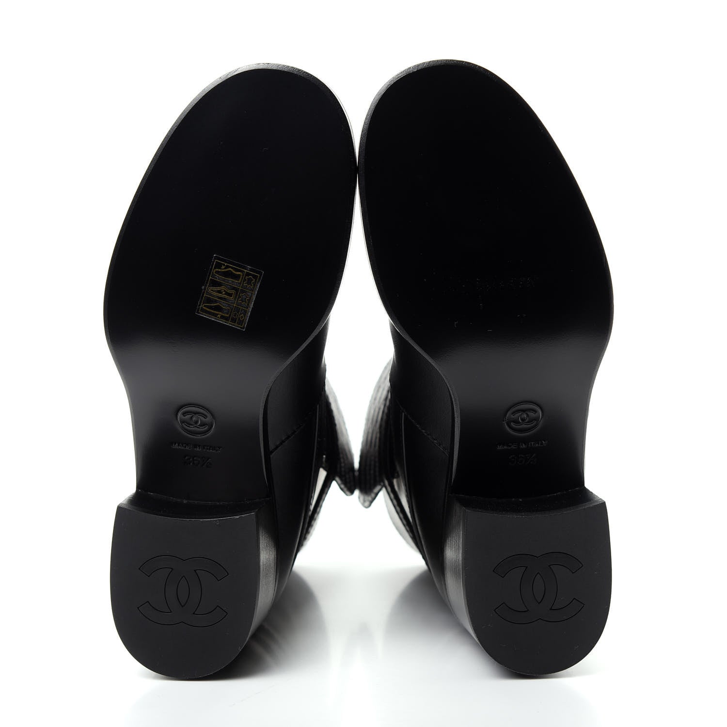 Chanel Calfskin Quilted CC Boots 36.5 Black 6 of 10