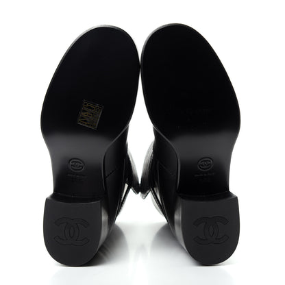 Chanel Calfskin Quilted CC Boots 36.5 Black 6 of 10