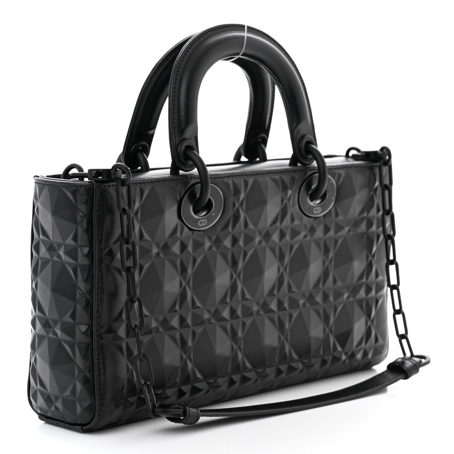 Calfskin Cannage Diamond Medium Lady D-Joy Black