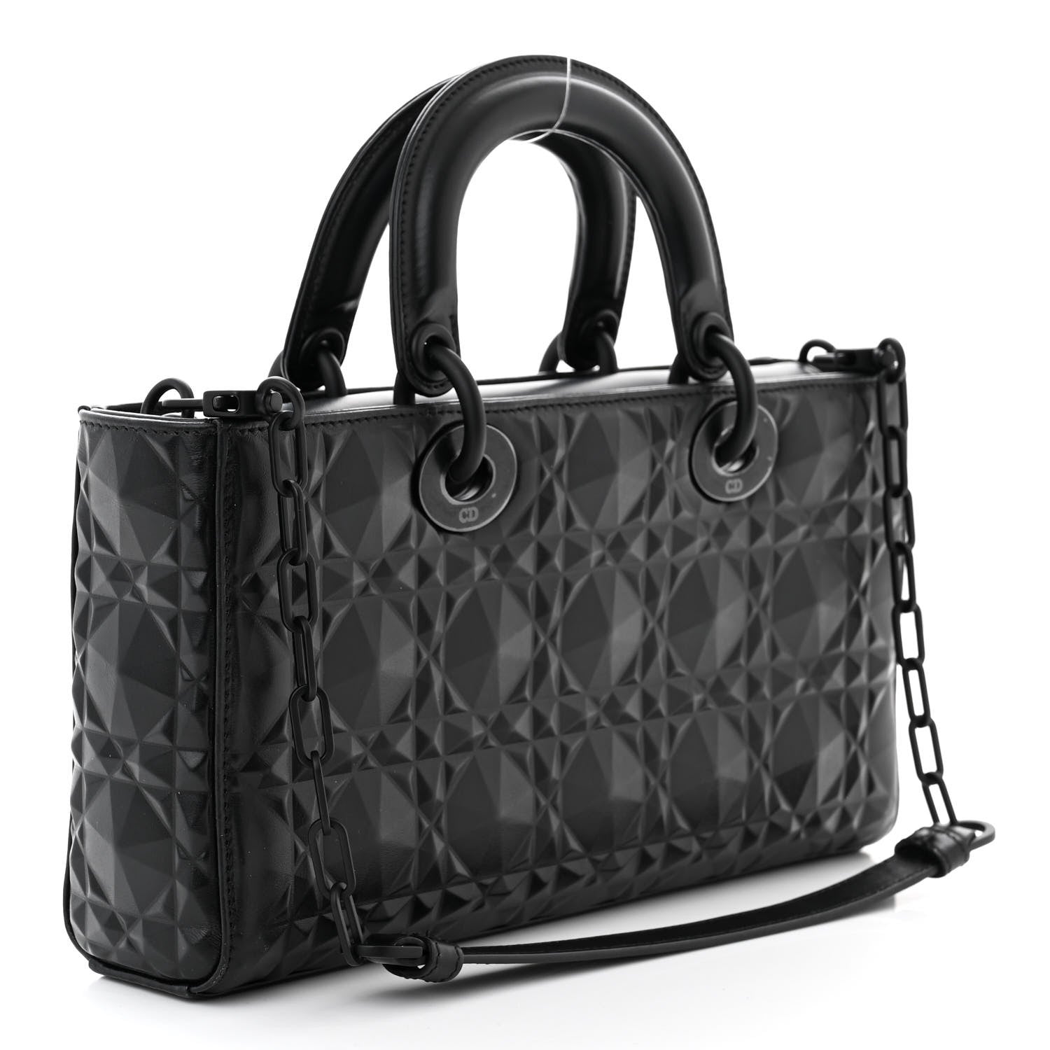 Christian Dior Calfskin Cannage Diamond Medium Lady D-Joy Black 2 of 9
