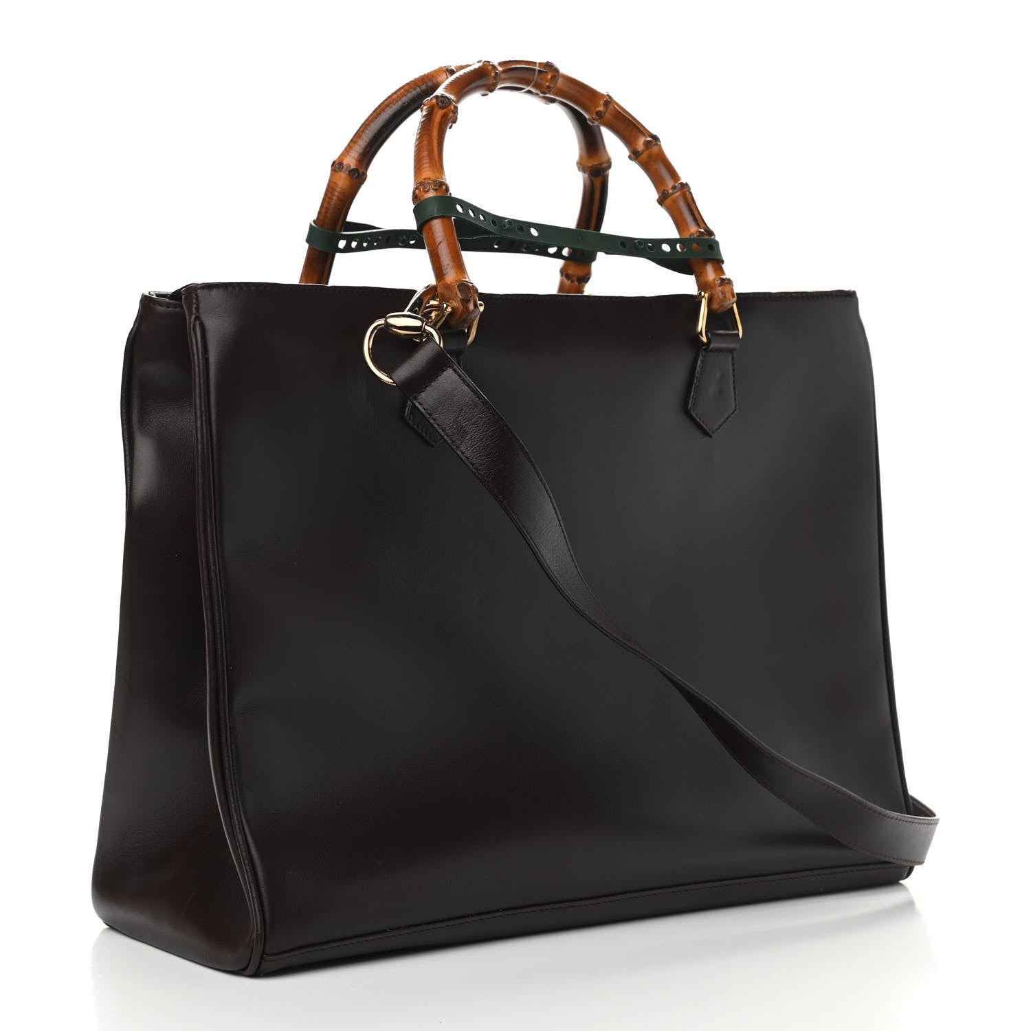 Gucci Calfskin Bamboo Tote Burgundy 3 of 13