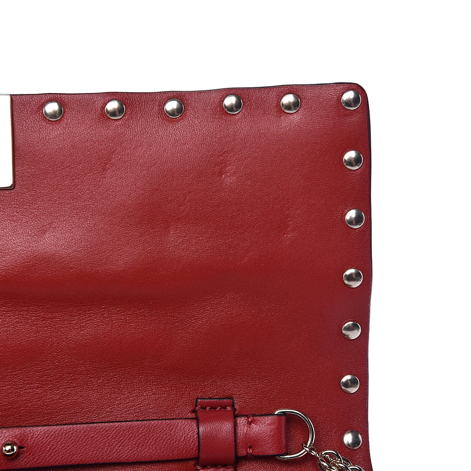 Valentino Garavani Nappa Rockstud Spike Wallet on Chain Rubino 7 of 9