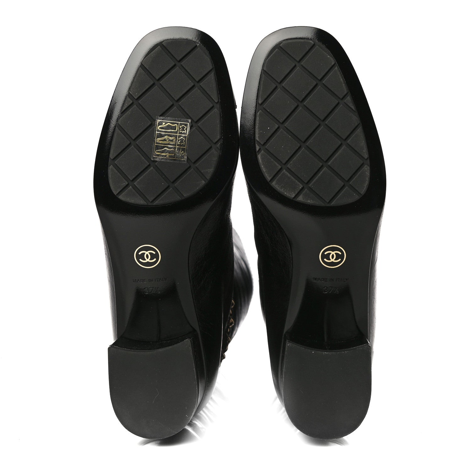 Chanel Crumpled Calfskin Cap Toe Chain Boots 37.5 Black 6 of 8
