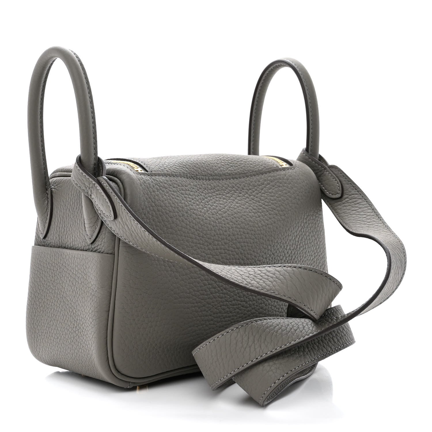 Hermes Taurillon Clemence Mini Lindy 20 Gris Meyer 3 of 11