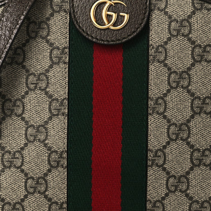 Gucci GG Supreme Monogram Textured Dollar Calfskin Web Small Ophidia Dome Shoulder Bag Beige Ebony New Acero 9 of 11