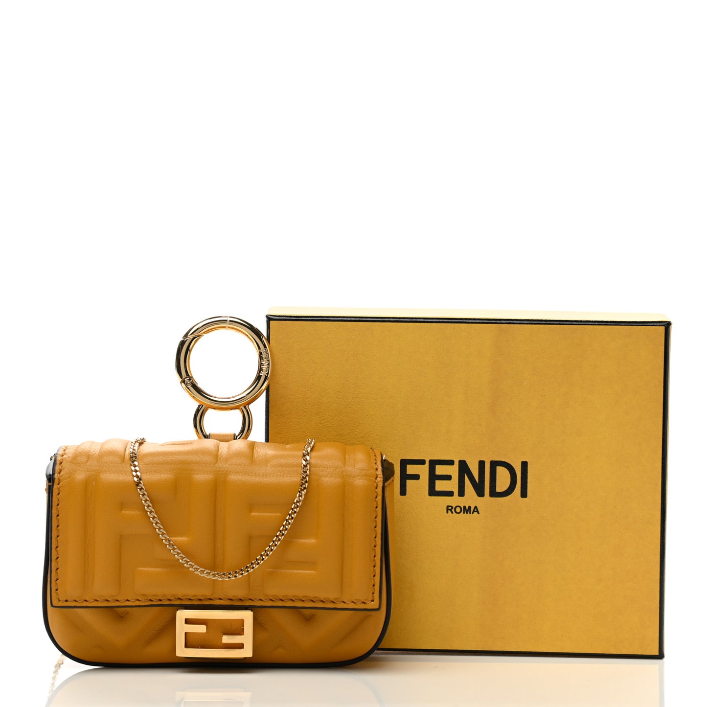 Nappa Matisse FF Embossed Nano Baguette Charm Zucca