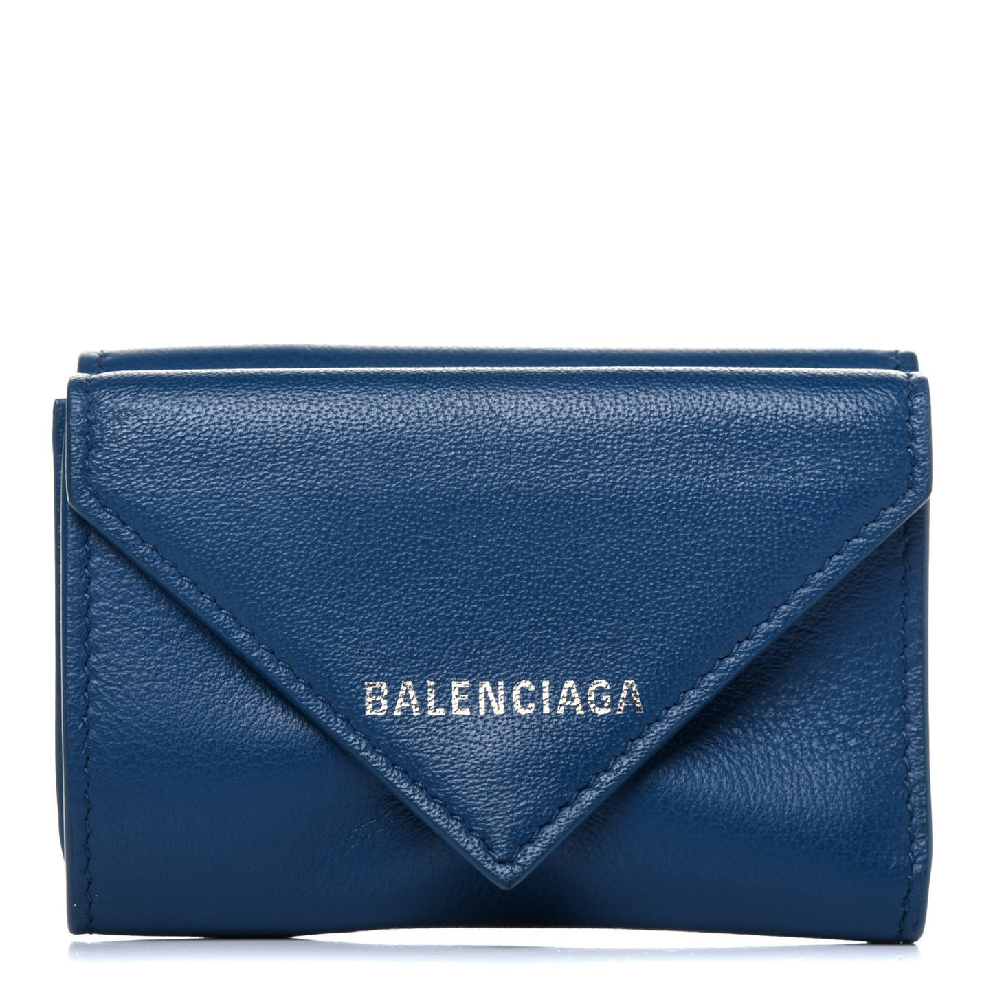 Calfskin Mini Papier Wallet Blue Marine