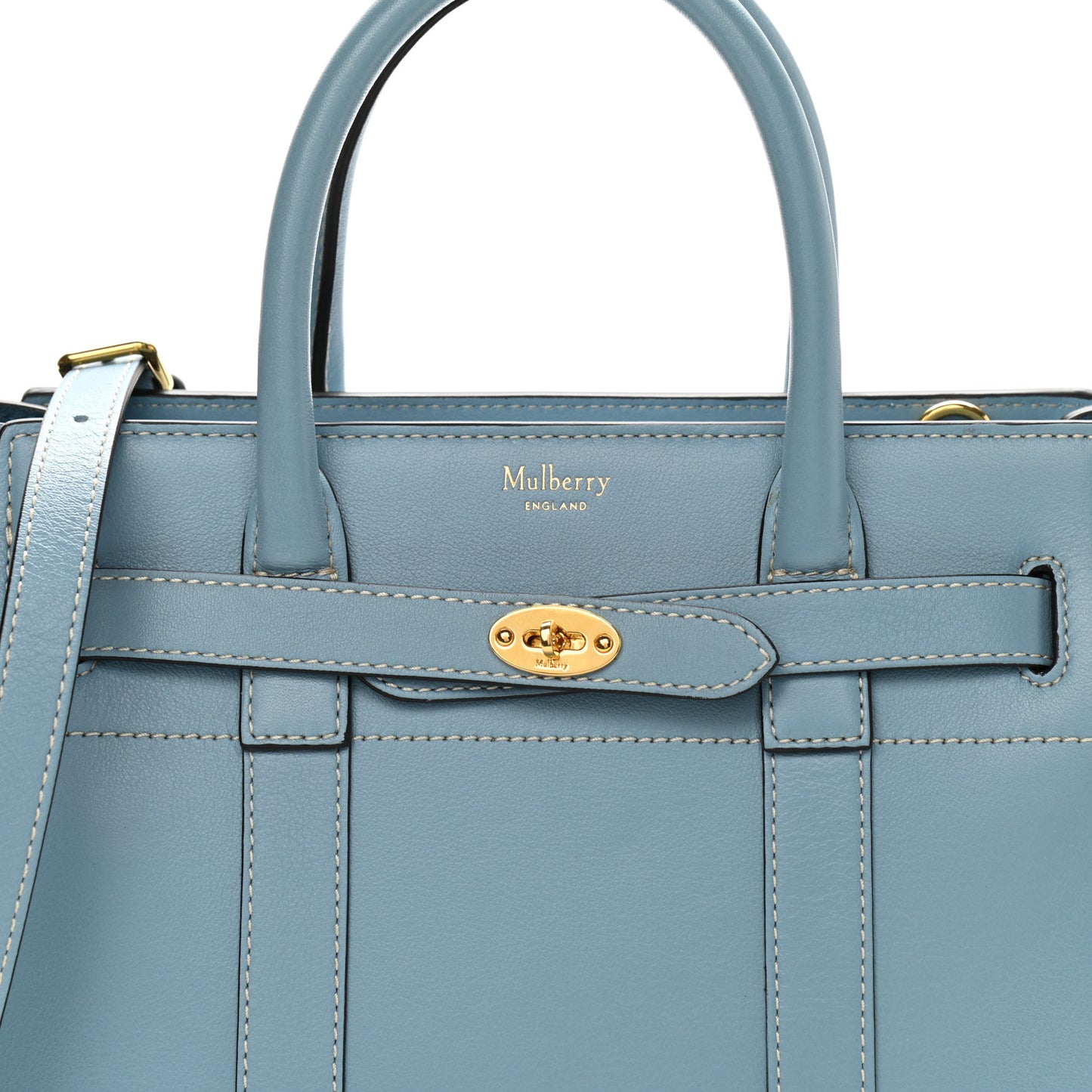 Silky Calfskin Small Bayswater Zip Tote Nordic Blue