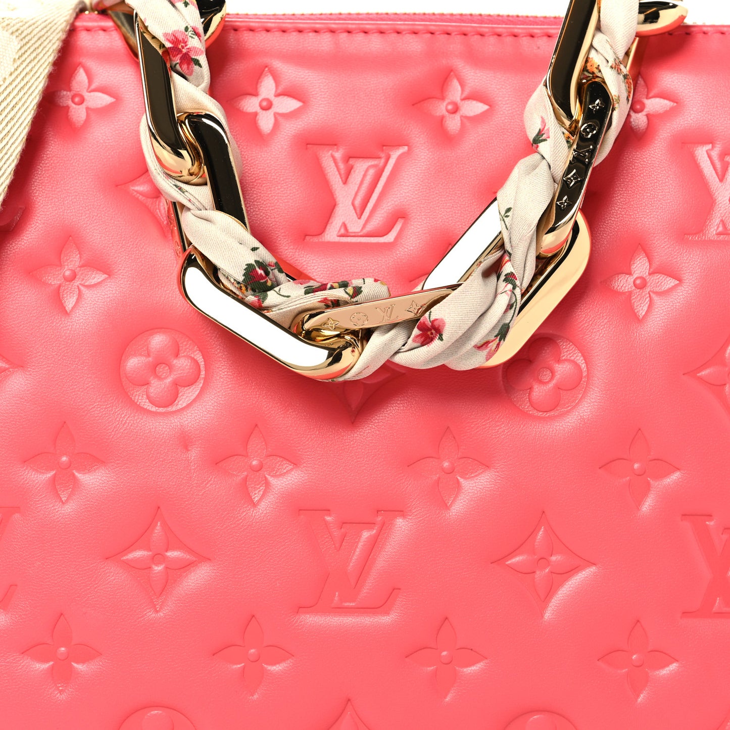 Lambskin Embossed Monogram Coussin PM Coral