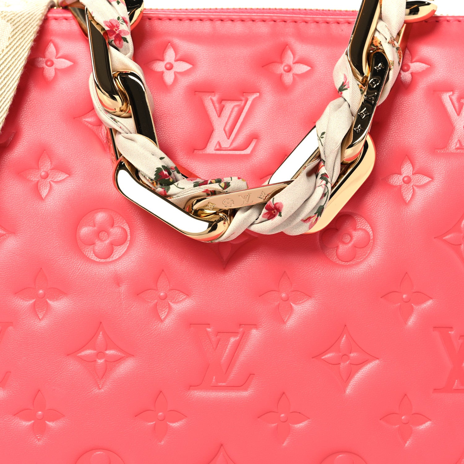 Louis Vuitton Lambskin Embossed Monogram Coussin PM Coral 10 of 13