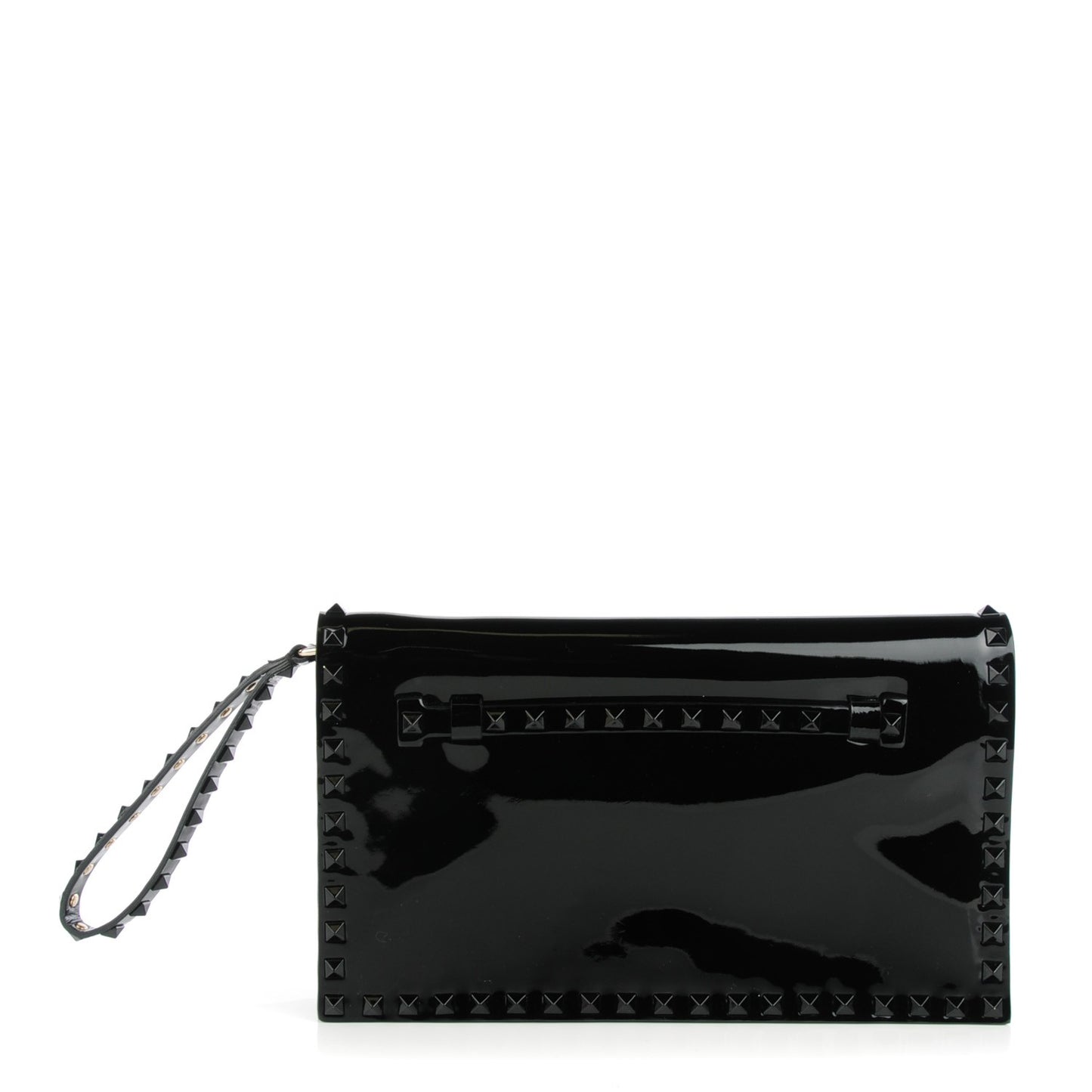 Patent Rockstud Wristlet Clutch Black