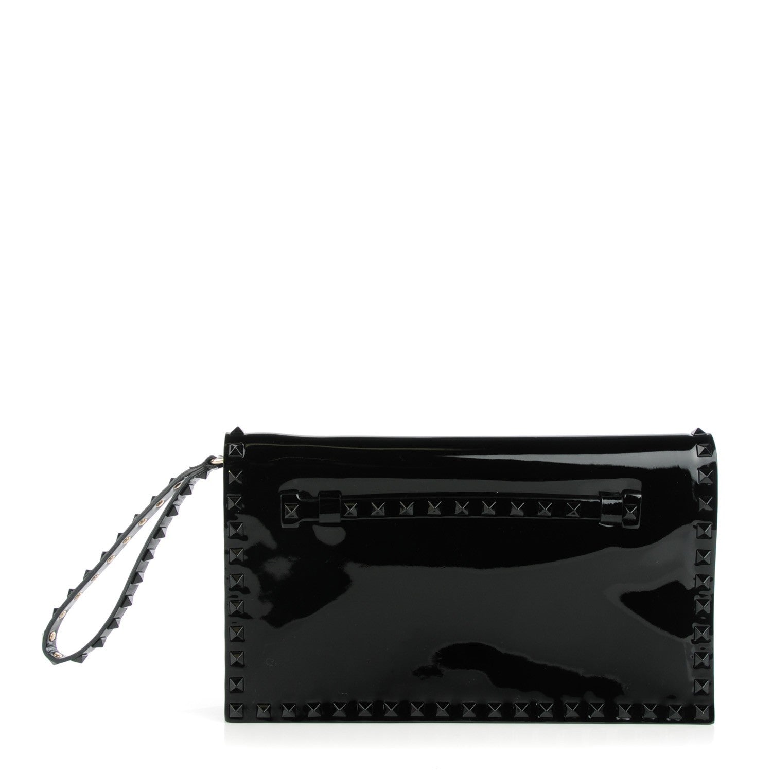 Valentino Garavani Patent Rockstud Wristlet Clutch Black 1 of 8