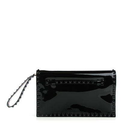Valentino Garavani Patent Rockstud Wristlet Clutch Black 1 of 8