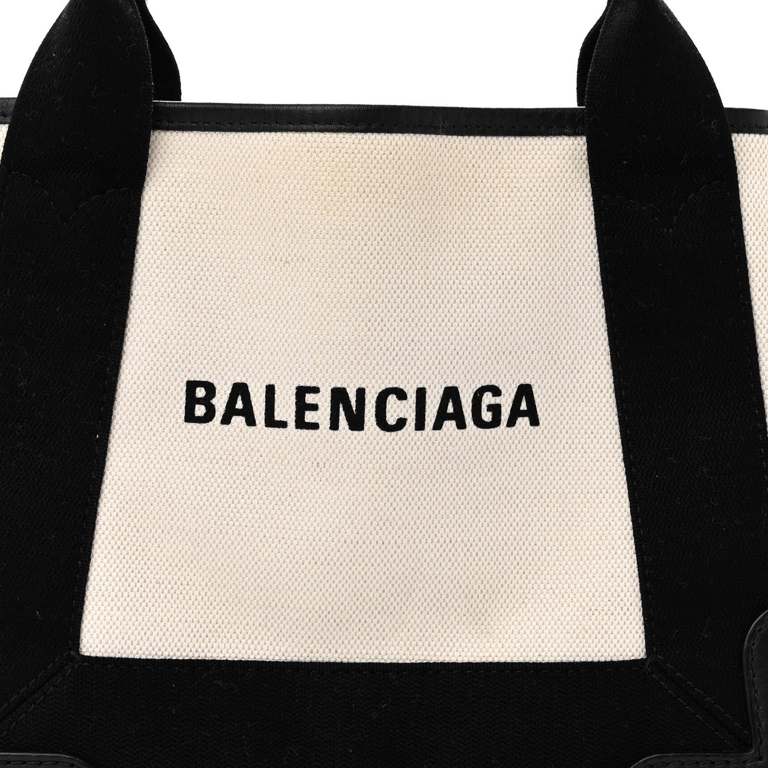 Balenciaga Cotton Canvas Calfskin Navy Cabas XS Natural Black 8 of 10
