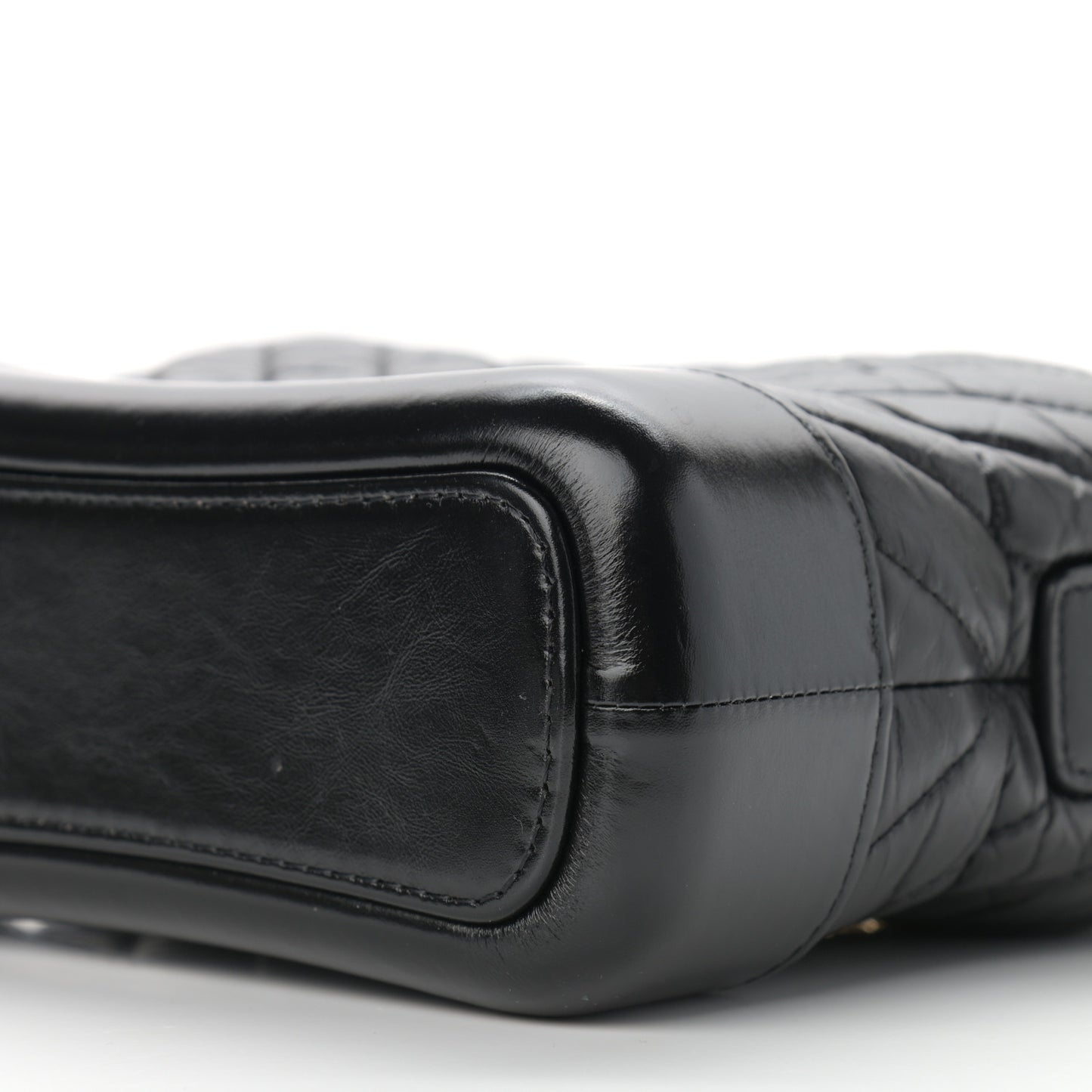 Aged Calfskin Chevron Quilted Small Gabrielle Hobo Black