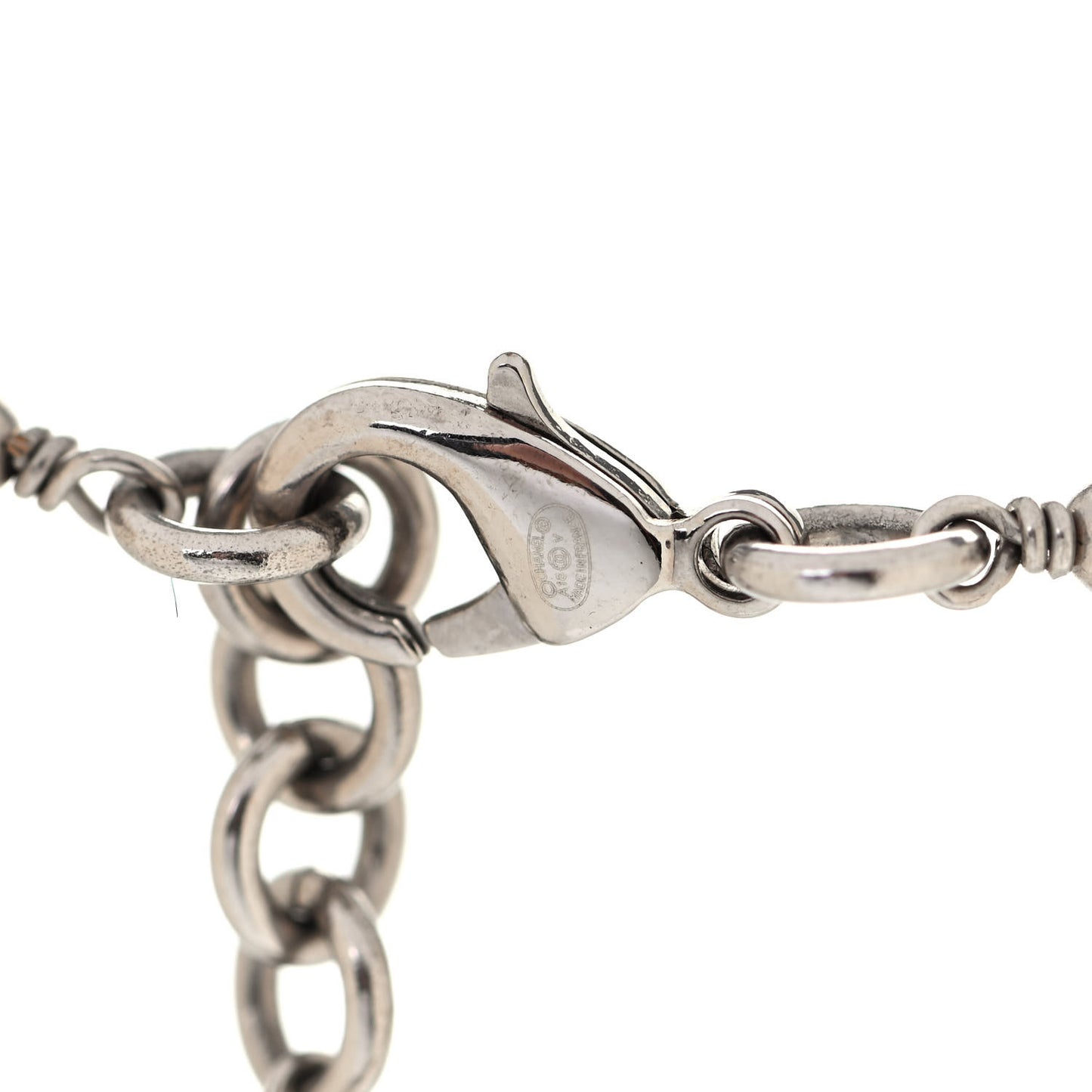 Crystal Pearl CC Long Necklace Silver