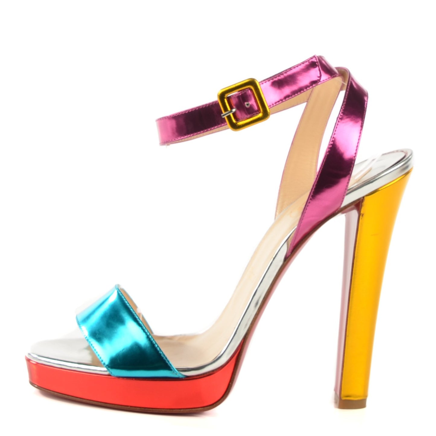 Metallic Specchio Calf Echasse 120 Platform Sandals 40 Multicolor