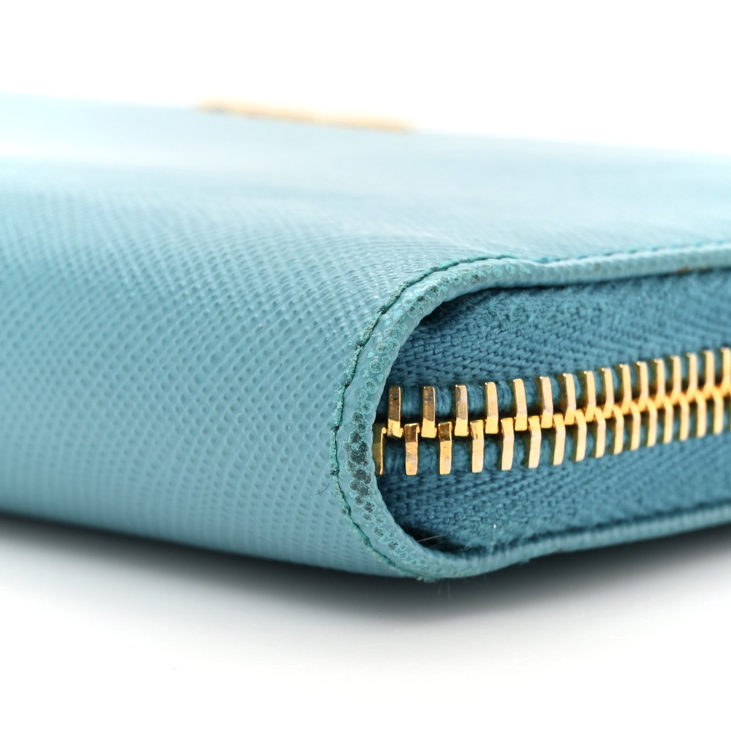 Saffiano Metal Zip Around Wallet Turchese Talco