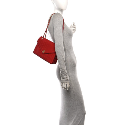 Chanel Lambskin Chevron Stitched Envelope Flap Bag Red 2 of 13