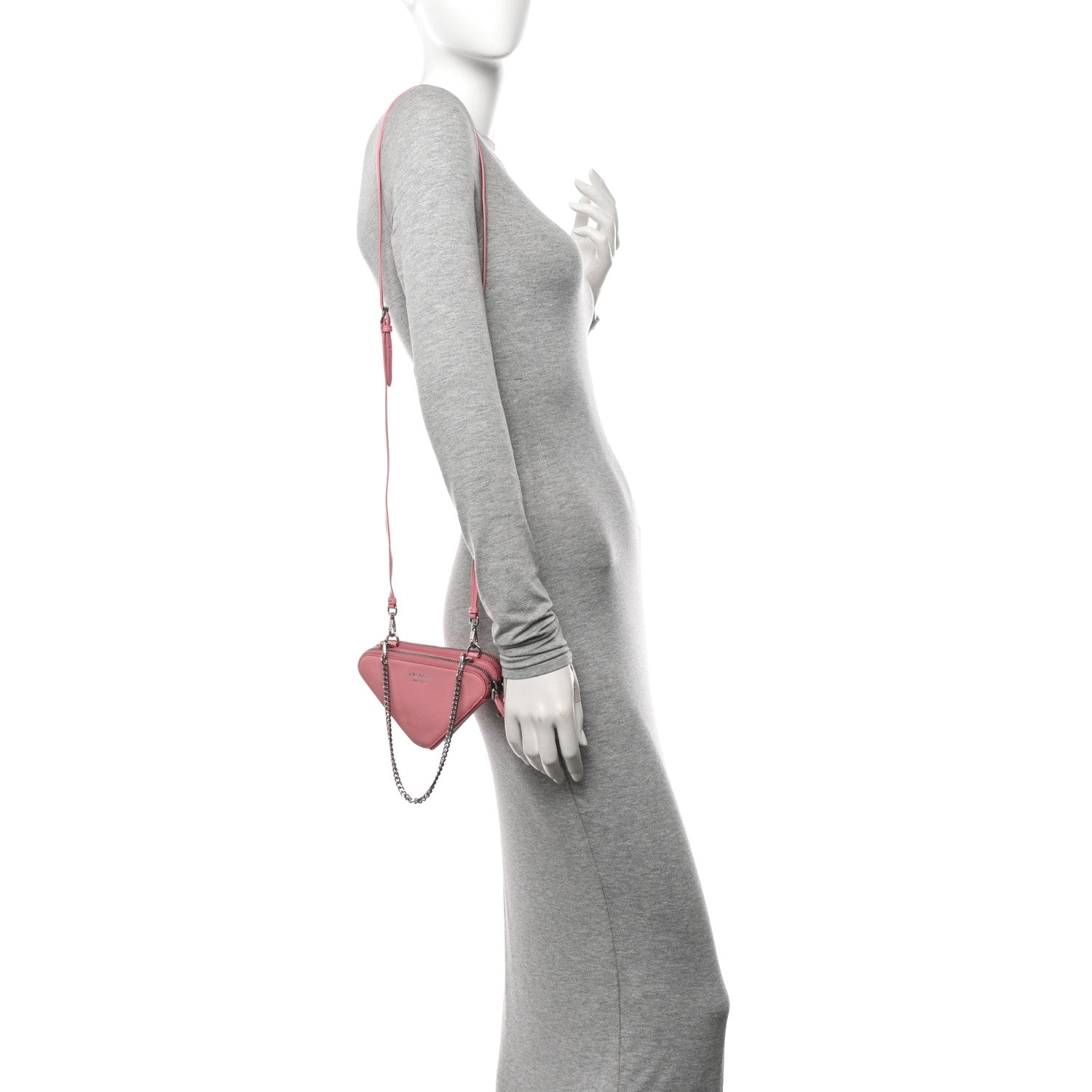 Prada Saffiano Mini Triangle Crossbody Pouch Petalo 2 of 12