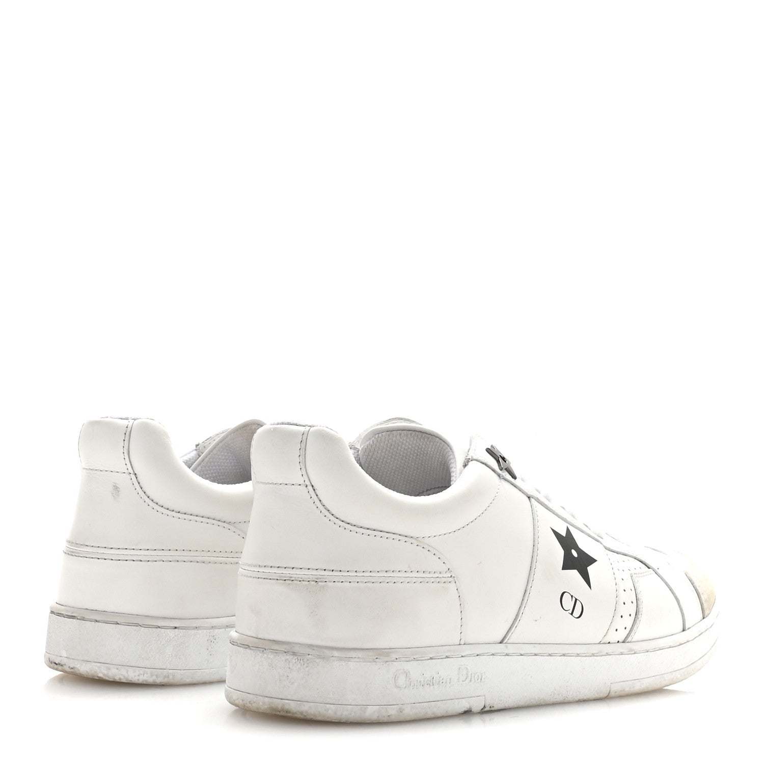 Christian Dior Calfskin Suede Dior Star Low Top Sneakers 37 White Black 5 of 8