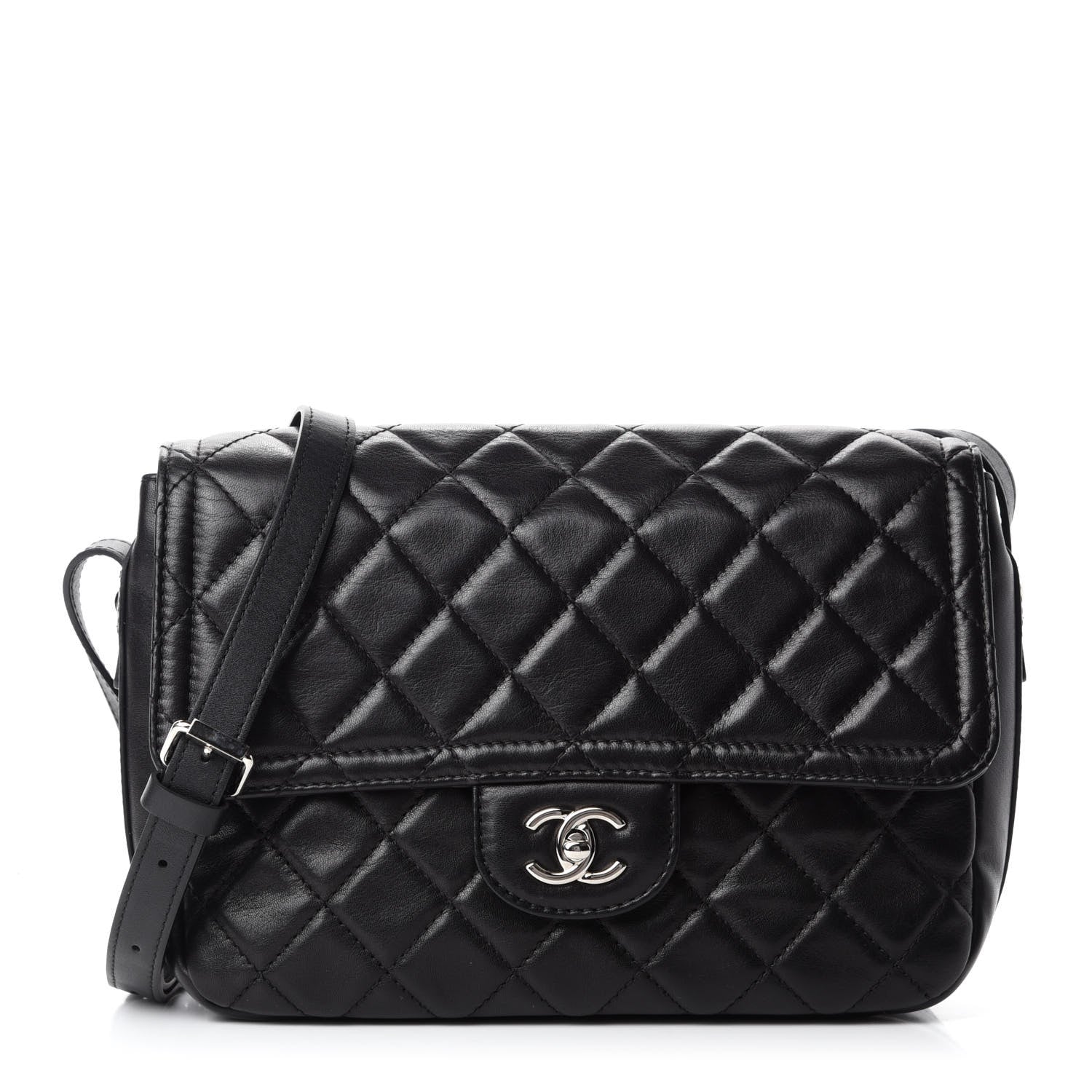 Chanel Lambskin Quilted Messenger Bag Black 1 of 11