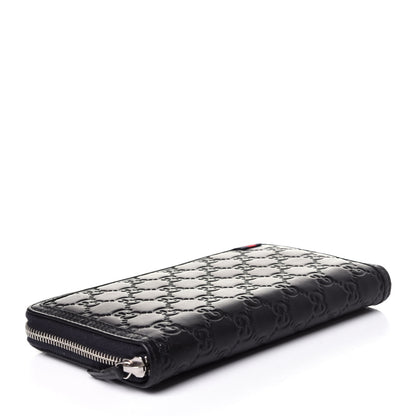 Gucci Guccissima Signature Web Zip Around Organizer Wallet Navy 4 of 12