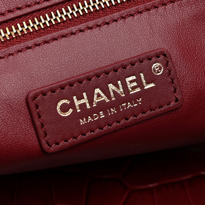 Chanel Calfskin Crocodile Embossed Archetype Small Shopping Tote Burgundy 5 of 9