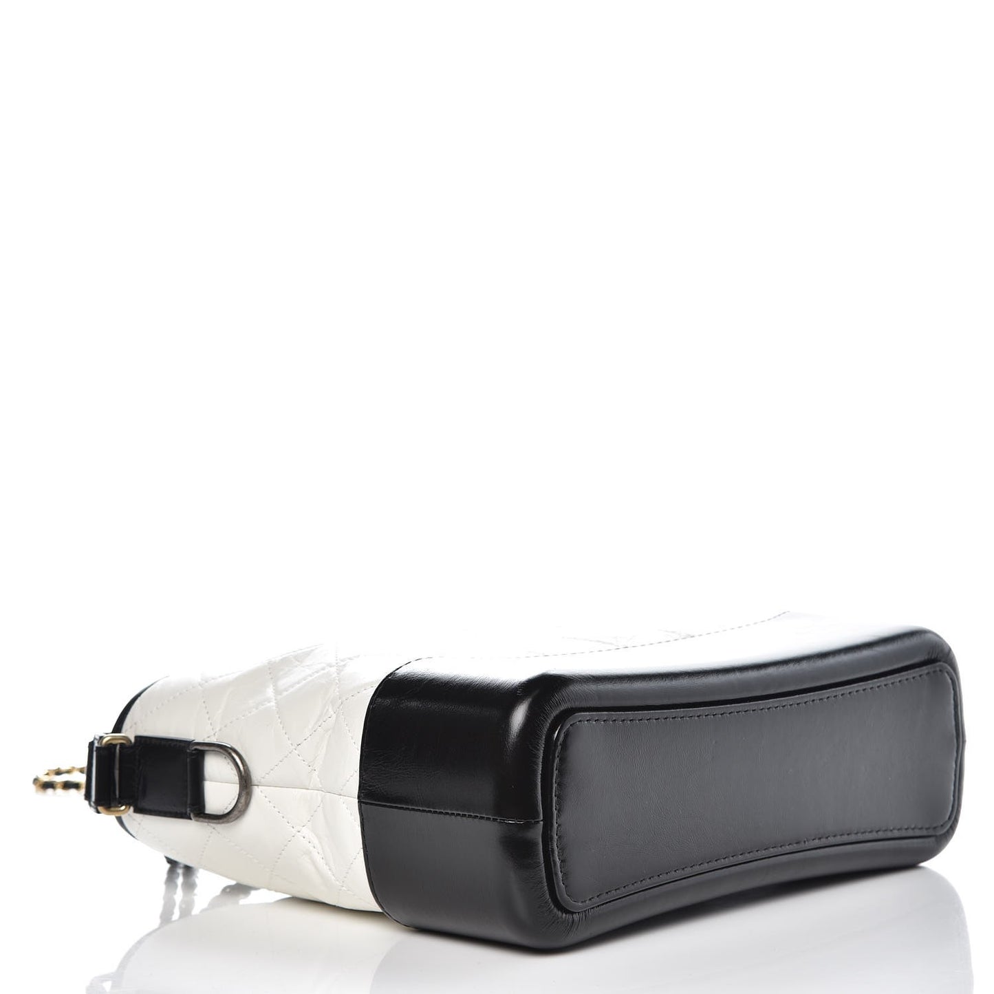 Aged Calfskin Quilted Medium Gabrielle Hobo Black White