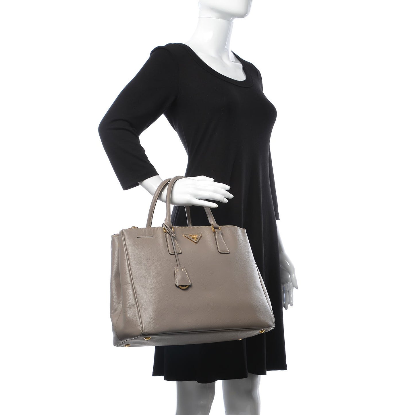 Saffiano Large Galleria Double Zip Tote Argilla