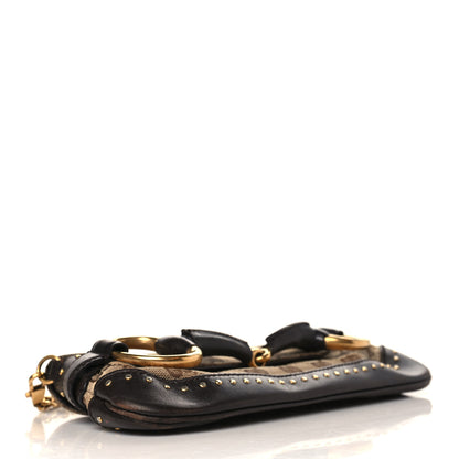 Gucci Monogram Studded Horsebit Clutch Dark Brown 3 of 13