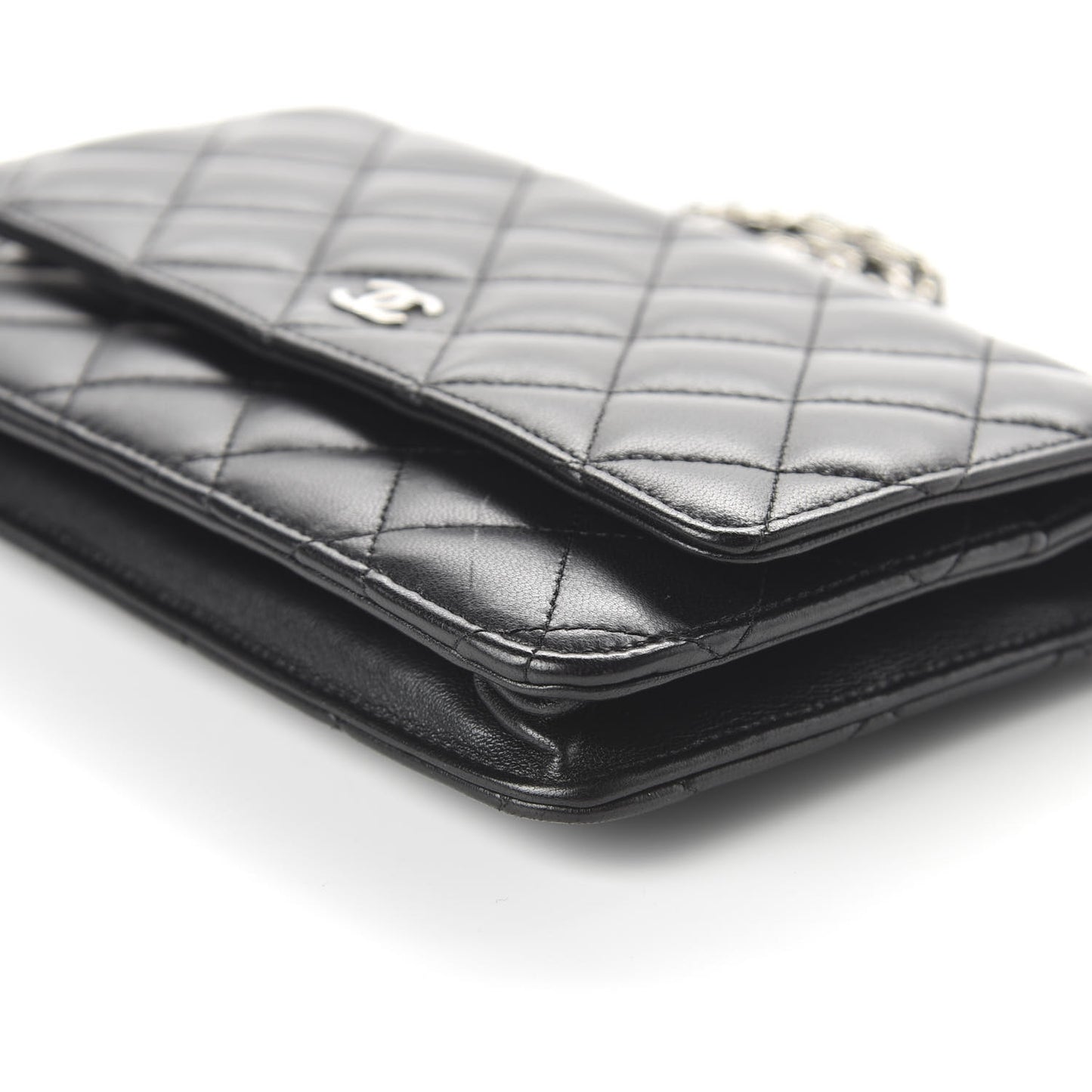Lambskin Quilted Wallet On Chain WOC Black
