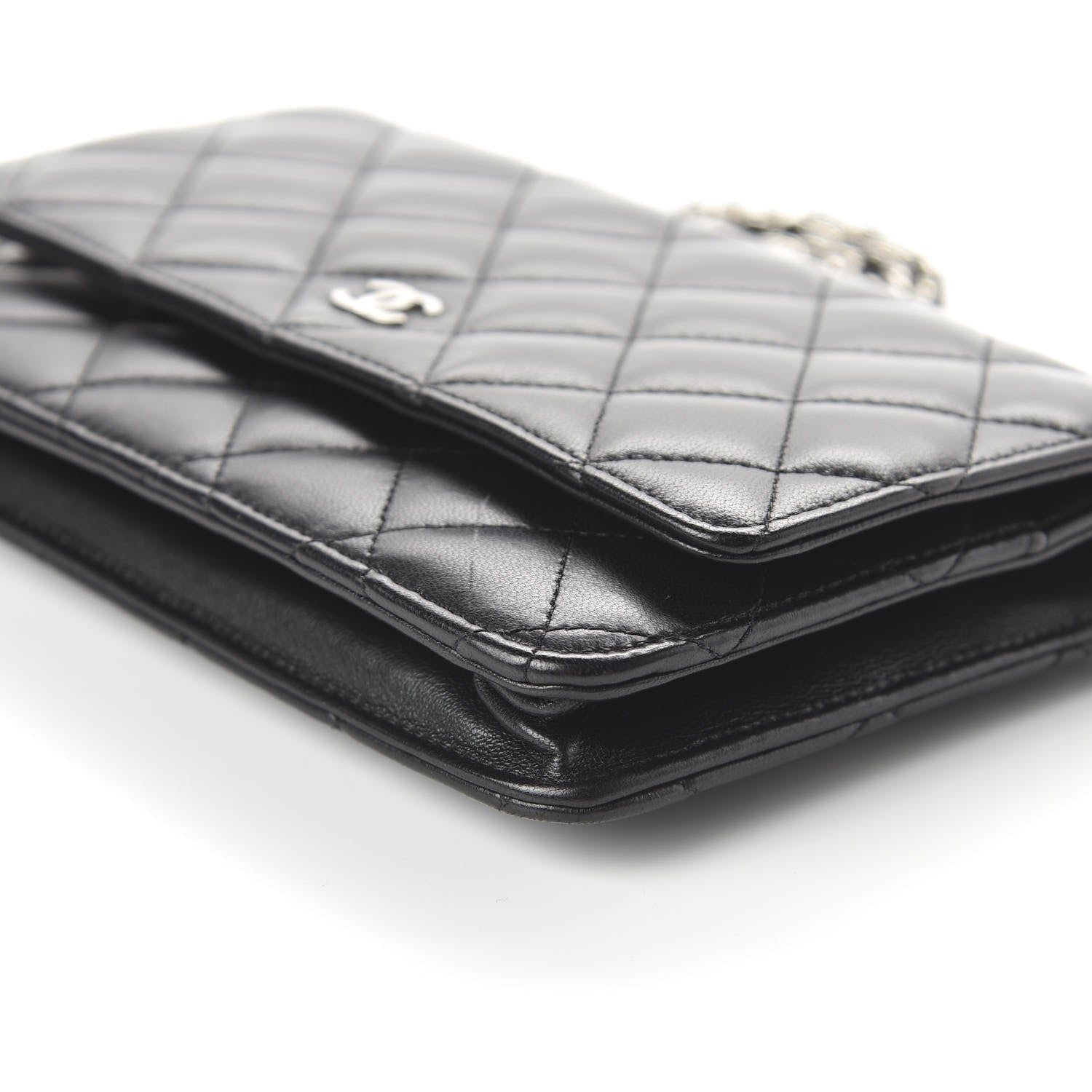 Chanel Lambskin Quilted Wallet On Chain WOC Black 7 of 12