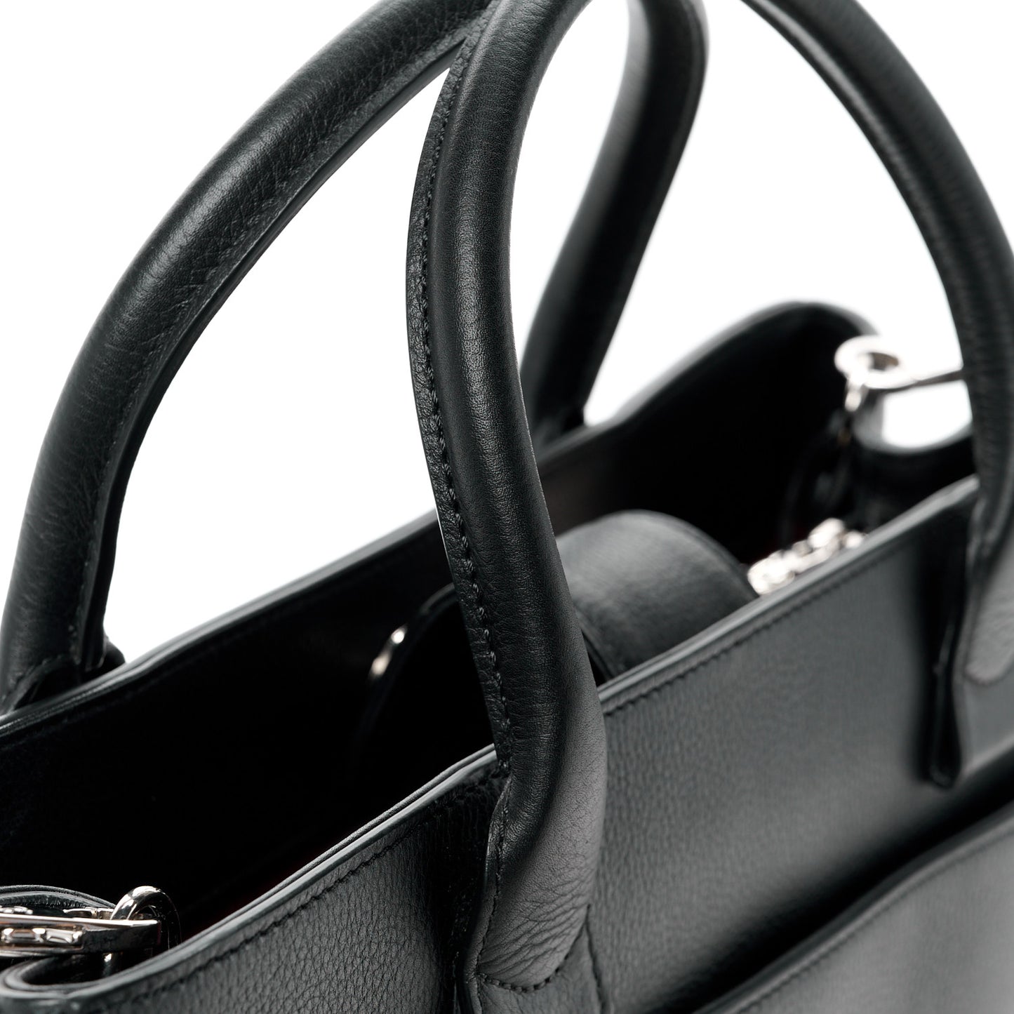 Grained Calfskin Medium Neo Executive Shopper Tote Black