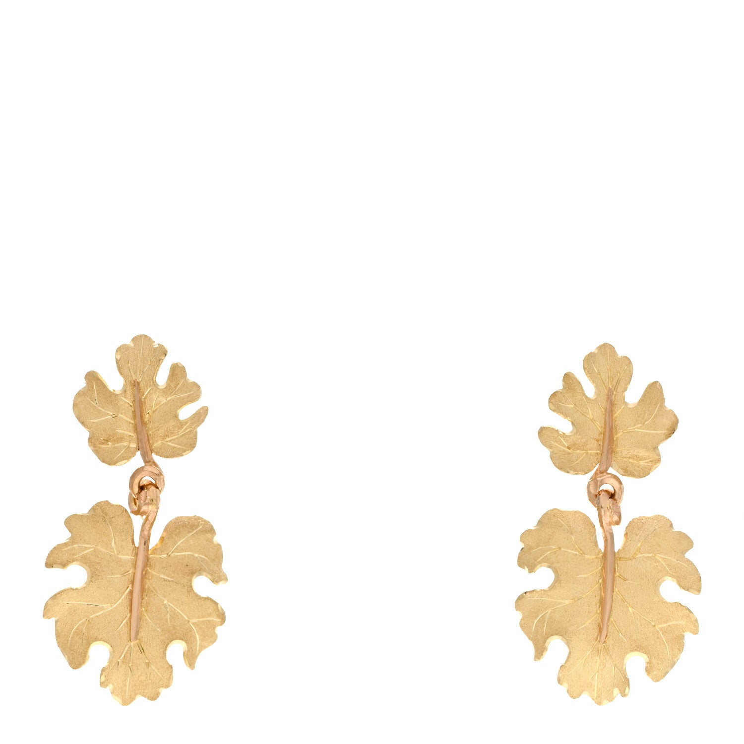 Buccellati 18K Yellow Gold Oak Leaf Drop Earrings 1 of 4