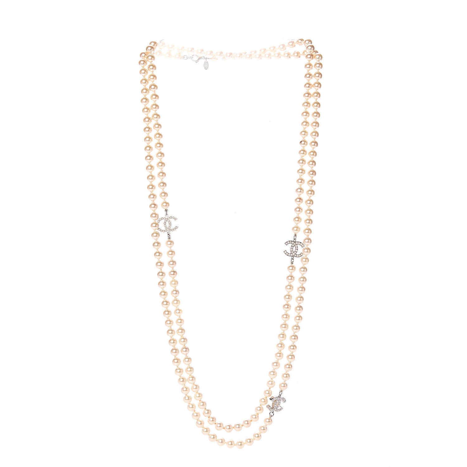 Chanel Pearl CC Long Necklace Silver 2 of 6
