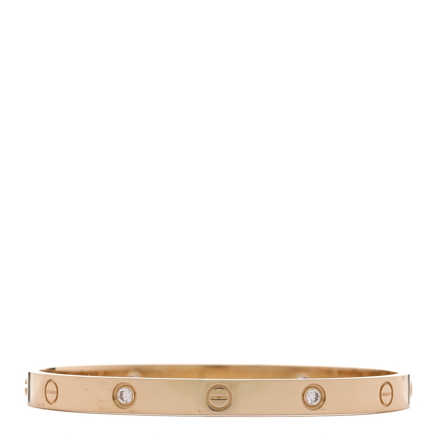 Cartier 18K Yellow Gold 4 Diamond LOVE Bracelet 19 2 of 8