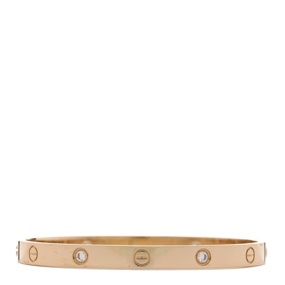 Cartier 18K Yellow Gold 4 Diamond LOVE Bracelet 19 2 of 8