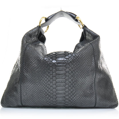 Gucci Python Large Horsebit Chain Hobo Black 1 of 10